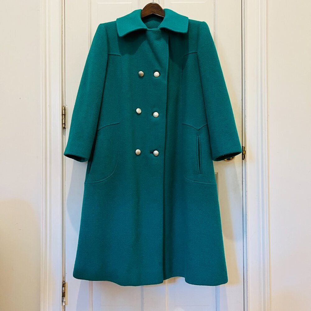 Vintage Bromleigh Womens Pea Coat Green Holiday Coat Size Medium